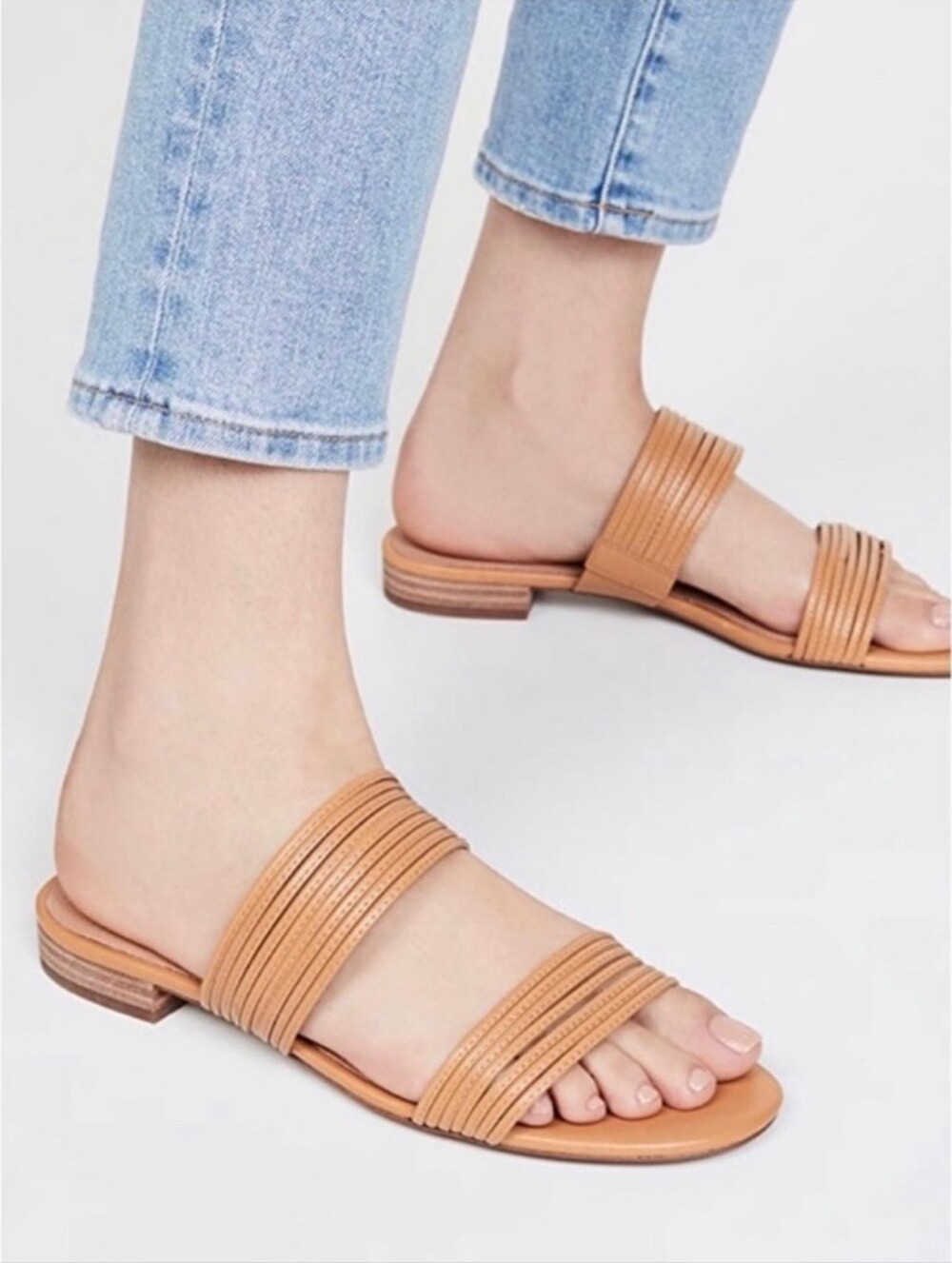 Madewell The Meg Slide Tan multi-strap Sandals Women's Size 10